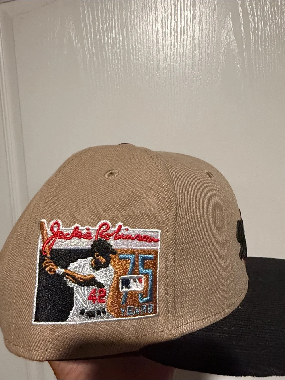 Dodgers Two-Tone Corduroy Baseball Cap - Tan & Black Jackie Robinson